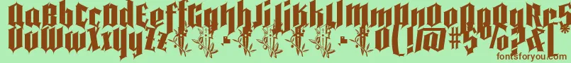Шрифт Pena Caldaria demo ffp – коричневые шрифты на зелёном фоне