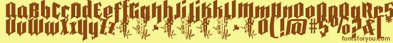 Czcionka Pena Caldaria demo ffp – brązowe czcionki na żółtym tle