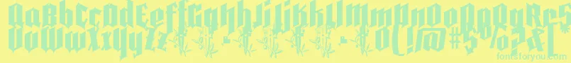フォントPena Caldaria demo ffp – 黄色い背景に緑の文字