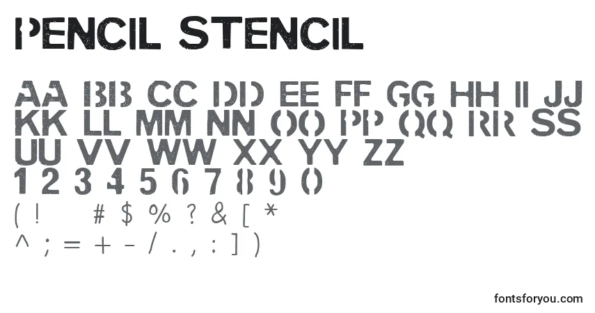 PENCIL STENCIL-fontti – aakkoset, numerot, erikoismerkit