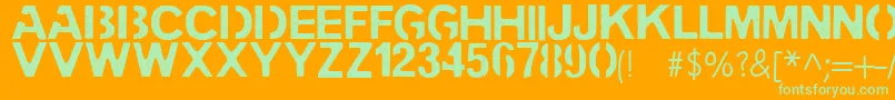 PENCIL STENCIL-Schriftart – Grüne Schriften auf orangefarbenem Hintergrund