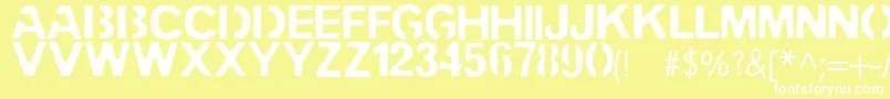 PENCIL STENCIL-Schriftart – Weiße Schriften auf gelbem Hintergrund
