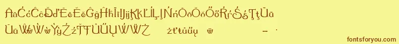 フォントSummerte – 茶色の文字が黄色の背景にあります。