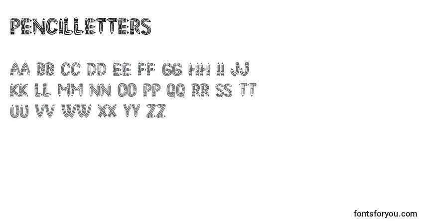 A fonte PencilLetters – alfabeto, números, caracteres especiais