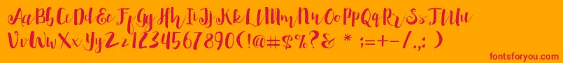 Penelope DemoVersion-Schriftart – Rote Schriften auf orangefarbenem Hintergrund