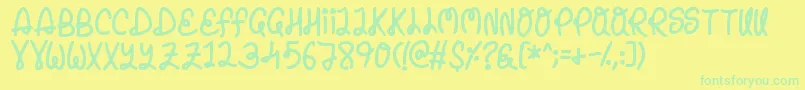 Penelope-Schriftart – Grüne Schriften auf gelbem Hintergrund