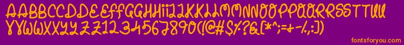 Penelope-Schriftart – Orangefarbene Schriften auf violettem Hintergrund