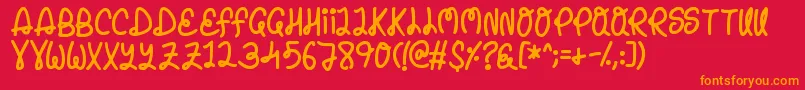 Penelope-Schriftart – Orangefarbene Schriften auf rotem Hintergrund