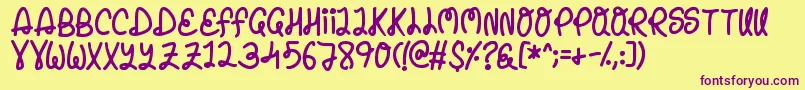 Penelope Font – Purple Fonts on Yellow Background