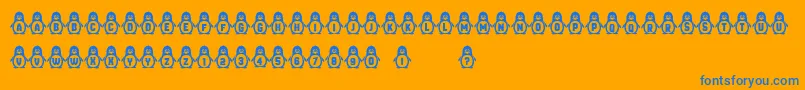 Penguins Font – Blue Fonts on Orange Background