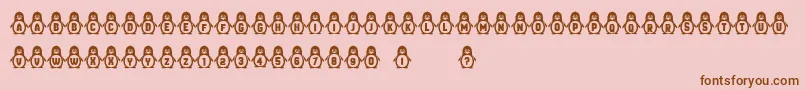 Penguins Font – Brown Fonts on Pink Background