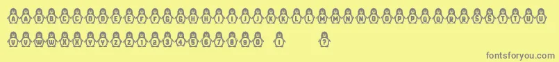 Penguins Font – Gray Fonts on Yellow Background