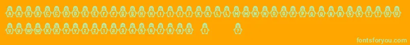 Penguins Font – Green Fonts on Orange Background