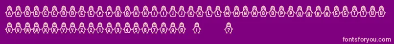 Penguins Font – Pink Fonts on Purple Background