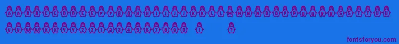 Penguins Font – Purple Fonts on Blue Background