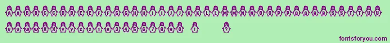 Penguins Font – Purple Fonts on Green Background