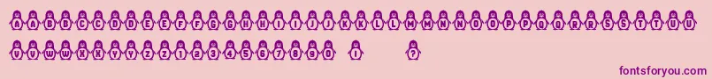 Penguins-Schriftart – Violette Schriften auf rosa Hintergrund