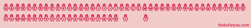 Penguins-Schriftart – Rote Schriften auf rosa Hintergrund