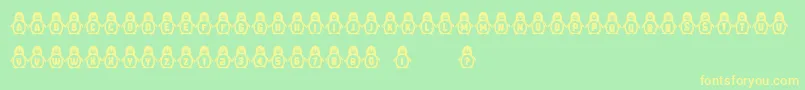 Penguins Font – Yellow Fonts on Green Background