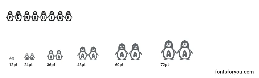 Penguins-fontin koot