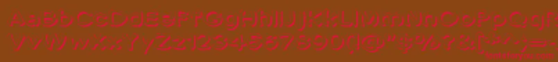 フォントPenic Masturbata – 赤い文字が茶色の背景にあります。