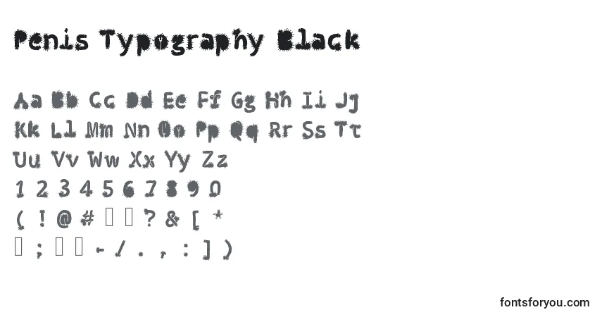 Schriftart Penis Typography Black – Alphabet, Zahlen, spezielle Symbole