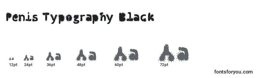 Größen der Schriftart Penis Typography Black