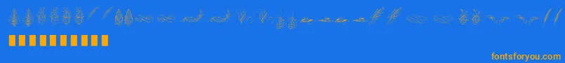 Penmanship Feather-Schriftart – Orangefarbene Schriften auf blauem Hintergrund