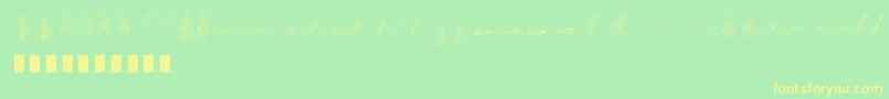 Fonte Penmanship Feather – fontes amarelas em um fundo verde