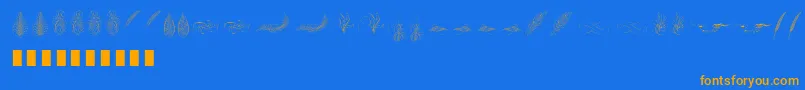 Penmanship Feather Font – Orange Fonts on Blue Background