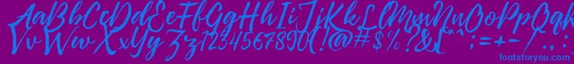 Pennelo Free Demo Font – Blue Fonts on Purple Background