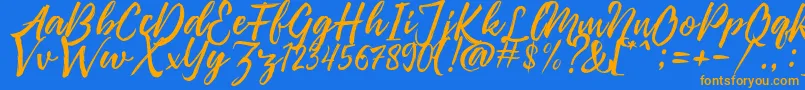 Pennelo Free Demo Font – Orange Fonts on Blue Background