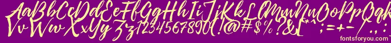 Pennelo Free Demo-Schriftart – Gelbe Schriften auf violettem Hintergrund