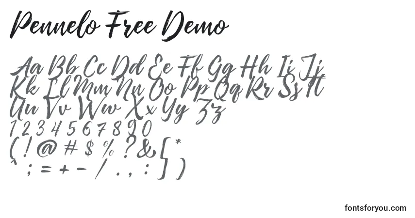 Schriftart Pennelo Free Demo (136655) – Alphabet, Zahlen, spezielle Symbole