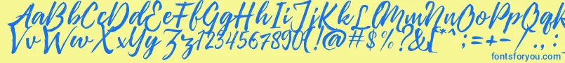 Pennelo Free Demo Font – Blue Fonts on Yellow Background