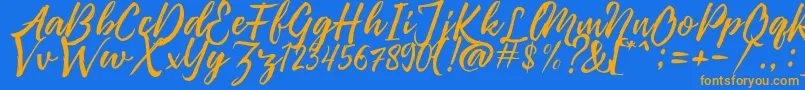 Pennelo Free Demo Font – Orange Fonts on Blue Background