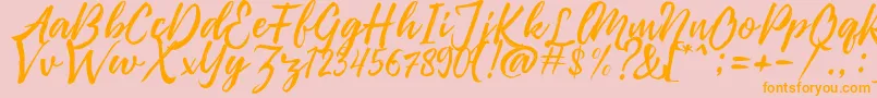 Pennelo Free Demo-Schriftart – Orangefarbene Schriften auf rosa Hintergrund