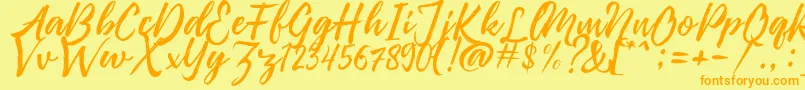 Pennelo Free Demo Font – Orange Fonts on Yellow Background