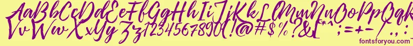 Pennelo Free Demo-Schriftart – Violette Schriften auf gelbem Hintergrund