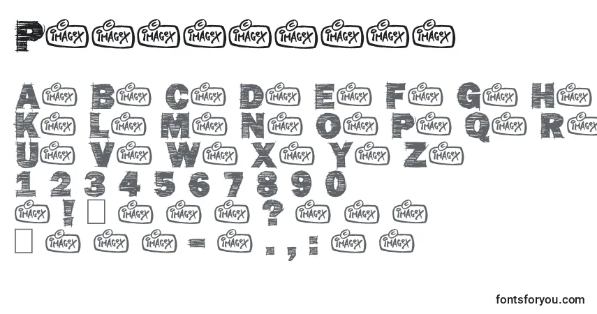 A fonte Penstriped – alfabeto, números, caracteres especiais