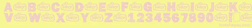 Penstriped-Schriftart – Rosa Schriften auf gelbem Hintergrund