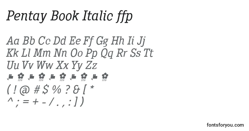 Fuente Pentay Book Italic ffp - alfabeto, números, caracteres especiales