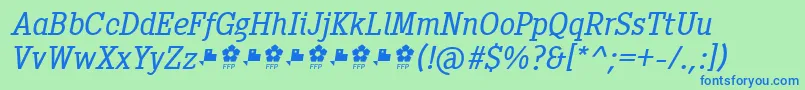 フォントPentay Book Italic ffp – 青い文字は緑の背景です。
