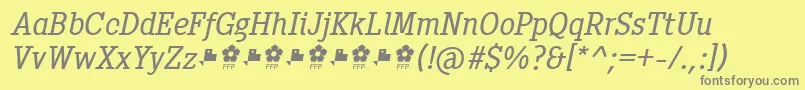Fonte Pentay Book Italic ffp – fontes cinzas em um fundo amarelo