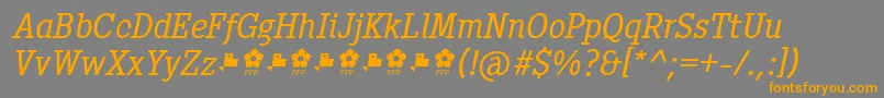 Pentay Book Italic ffp-Schriftart – Orangefarbene Schriften auf grauem Hintergrund