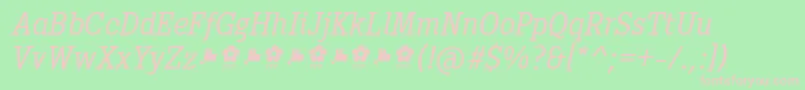 Pentay Book Italic ffp-Schriftart – Rosa Schriften auf grünem Hintergrund