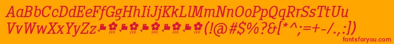 Fonte Pentay Book Italic ffp – fontes vermelhas em um fundo laranja