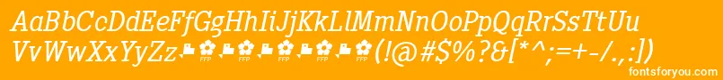 フォントPentay Book Italic ffp – オレンジの背景に白い文字