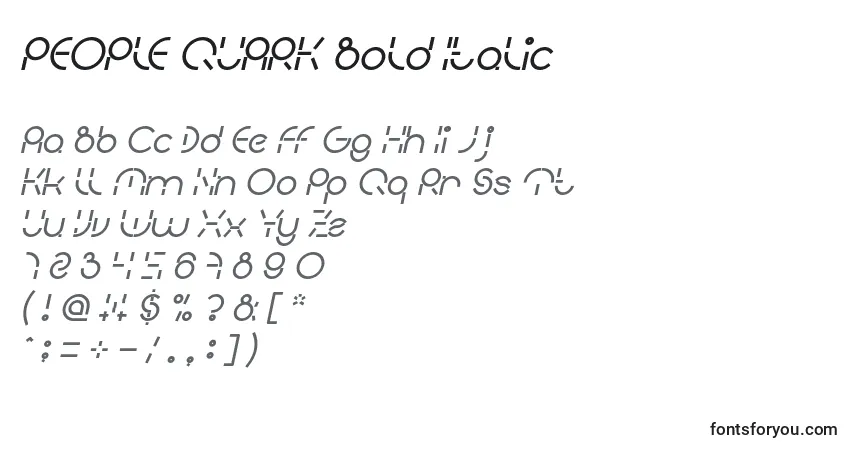 Шрифт PEOPLE QUARK Bold Italic – алфавит, цифры, специальные символы