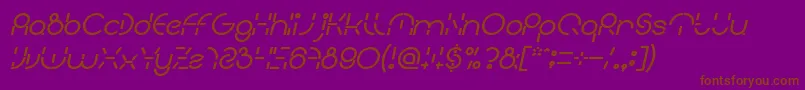 Fonte PEOPLE QUARK Bold Italic – fontes marrons em um fundo roxo